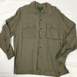 Vtg Polo Country Rayon Houndstooth Button Shirt L